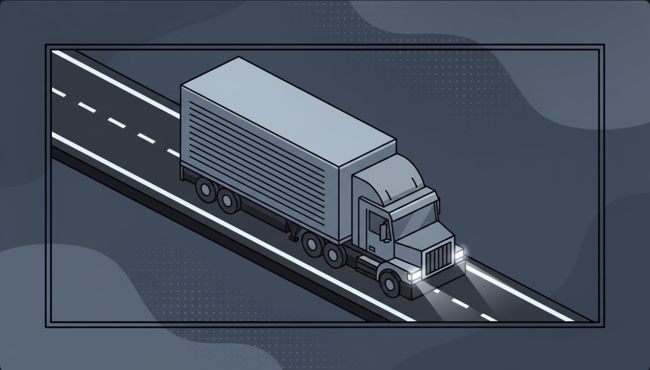 Truck on highway at night illustration