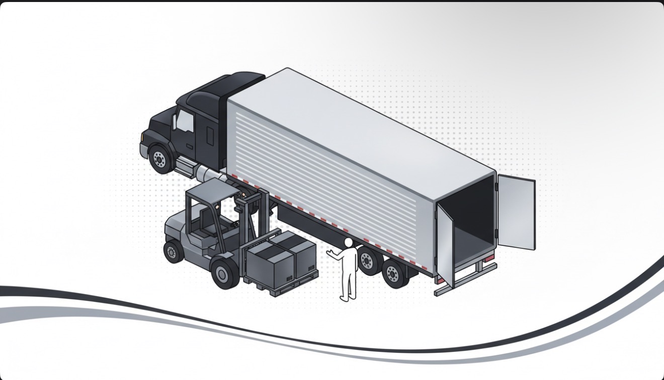 Truck loading with forklift illustration
